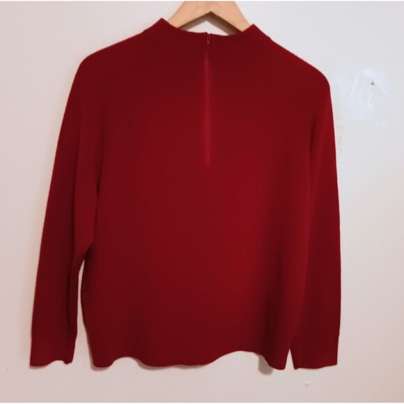 Hampshire Studio Mock Neck Sweater-Petite XL-Zip Back-Red-Classic-Minimal - Picture 4 of 7